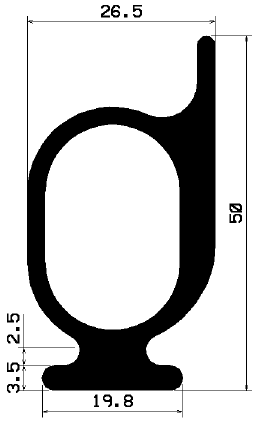 RT 0961 - Профили из резины EPDM - Раздвижная дверь - Профили для защиты пальцев