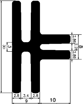 H - G314 30×19 мм - профили EPDM - H-профили