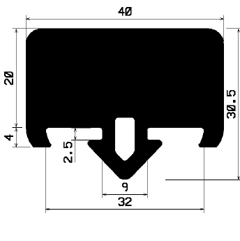 AU 2103 1B= 100 м - Профили EPDM - Проставки и бамперы
